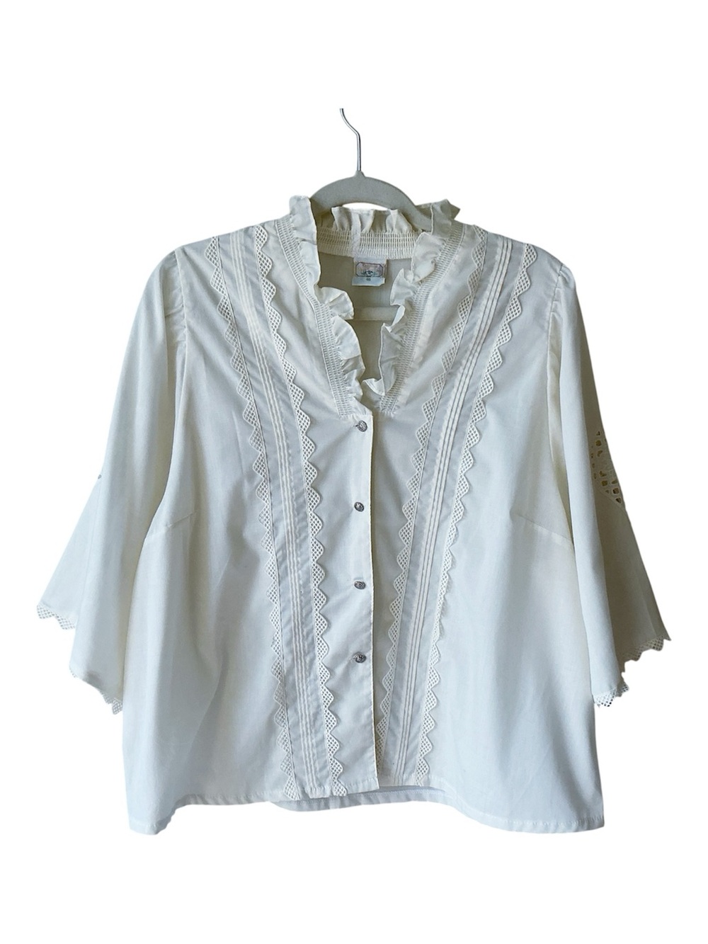 Original Alpen Trachten Lace-Trimmed Dirndl Blouse in Ivory EU Size 46/US 1